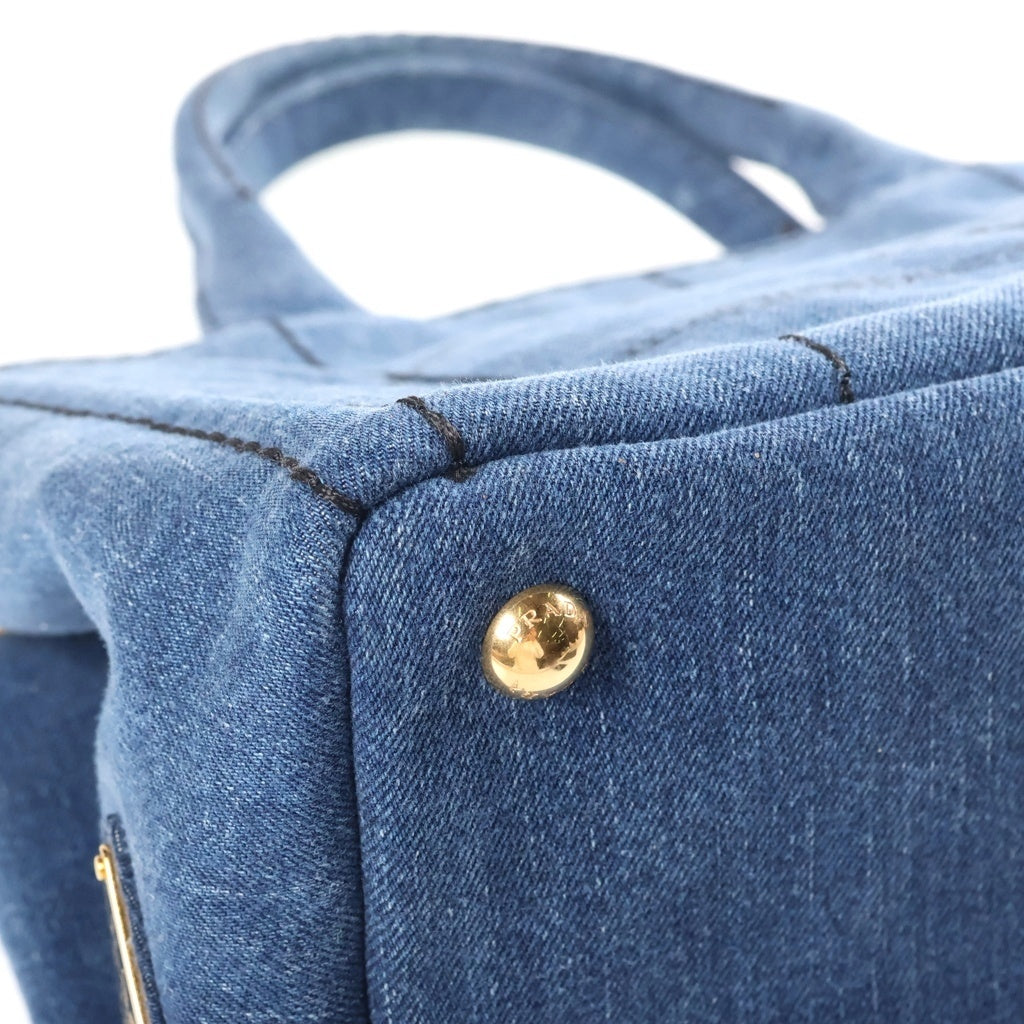 PRADA(プラダ) カナパ 2WAYハンドバッグ ショルダーバッグ インディゴブルー デニム 1BG439 ゴールド金具 レディース
