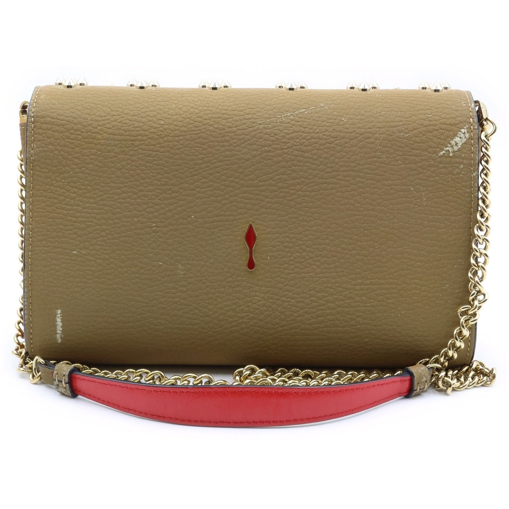CHRISTIAN LOUBOUTIN(クリスチャンルブタン) パロマ スタッズ チェーンウォレット ベージュ レザー レディース