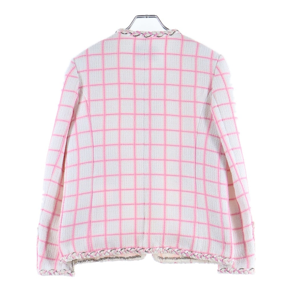 CHANEL(シャネル) ココボタン ノーカラーツイードジャケット ライトジャケット ホワイト×ピンク #36 P73947V6554 レディース