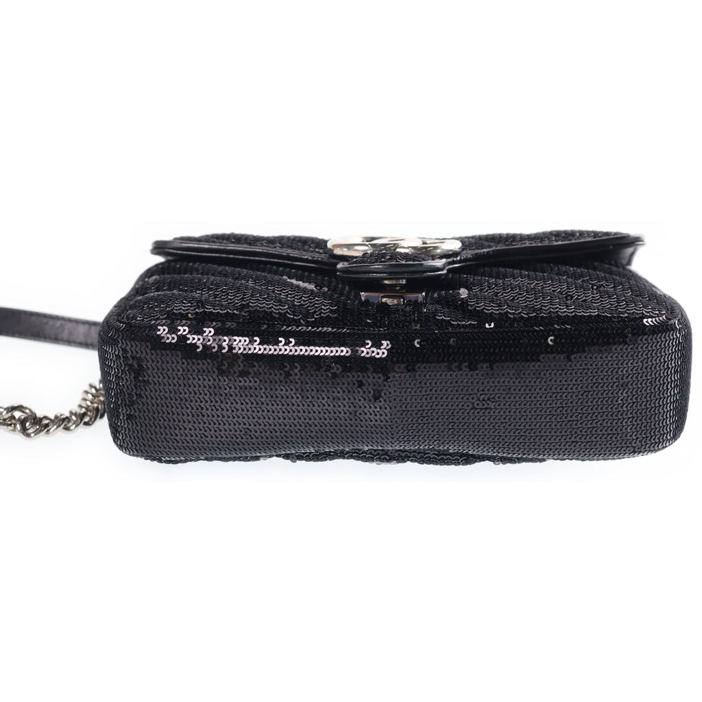 GUCCI(グッチ) GGマーモント チェーンショルダーバッグ スパンコール/レザー シルバー金具 446744 レディース