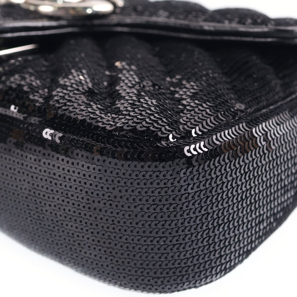 GUCCI(グッチ) GGマーモント チェーンショルダーバッグ スパンコール/レザー シルバー金具 446744 レディース