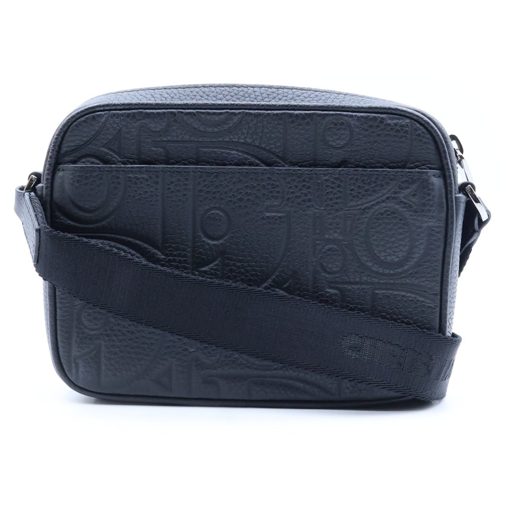 Christian Dior(クリスチャンディオール) ミニメッセンジャーバッグ ショルダーバッグ ブラック レザー シルバー金具 レディース