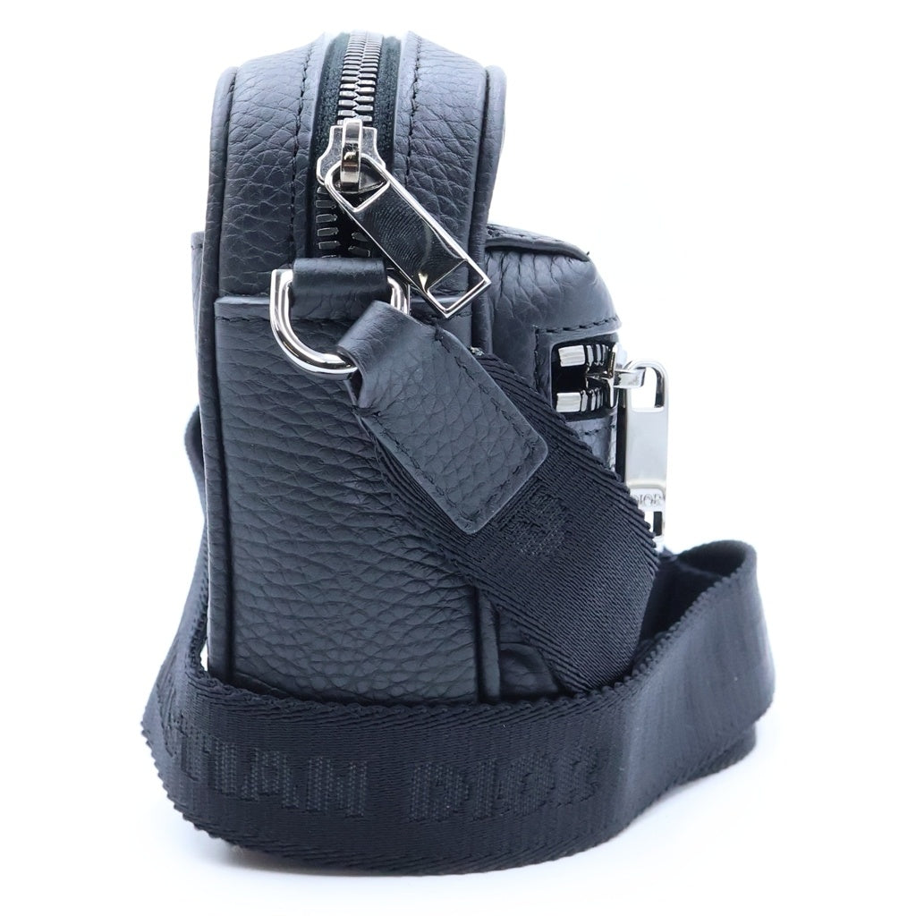 Christian Dior(クリスチャンディオール) ミニメッセンジャーバッグ ショルダーバッグ ブラック レザー シルバー金具 レディース