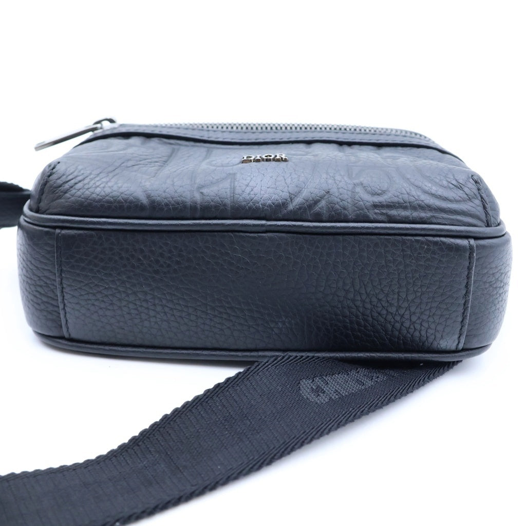 Christian Dior(クリスチャンディオール) ミニメッセンジャーバッグ ショルダーバッグ ブラック レザー シルバー金具 レディース
