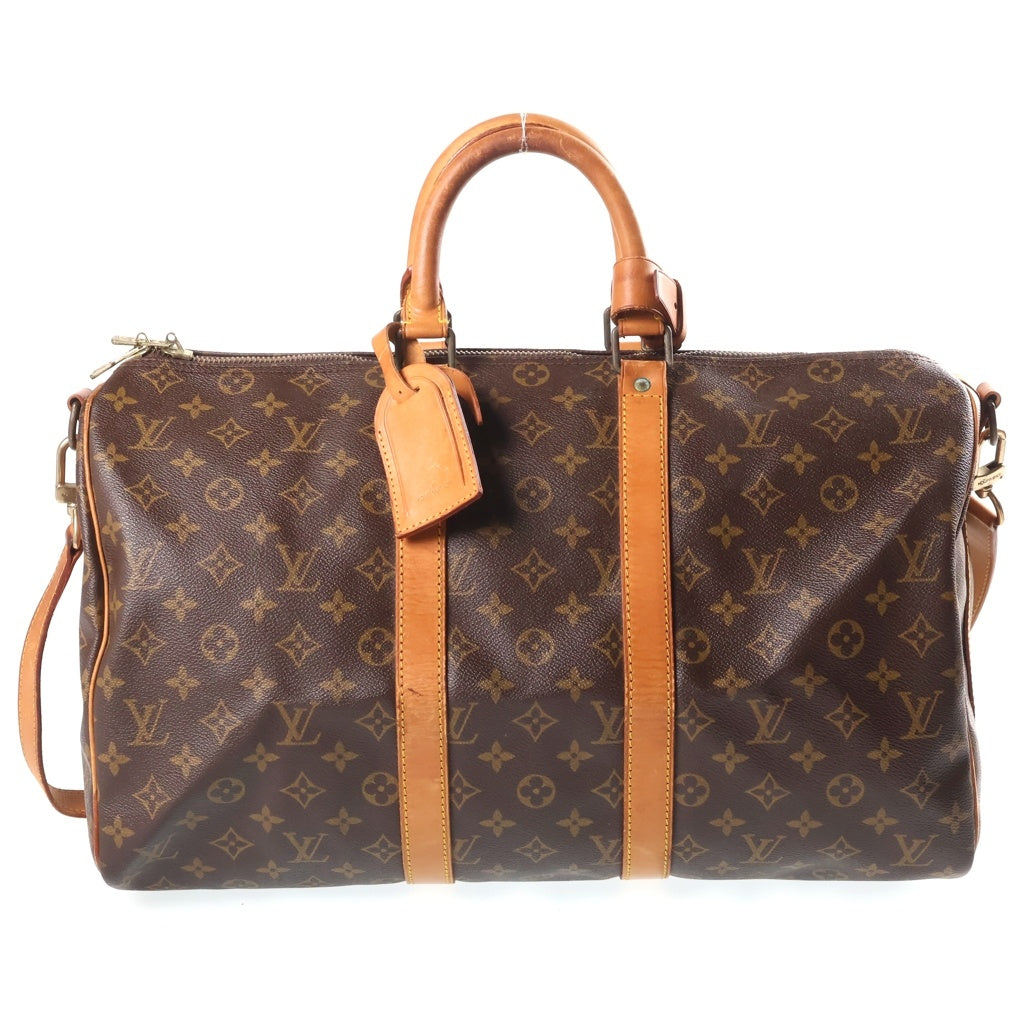 LOUIS VUITTON(ルイヴィトン) モノグラム キーポルバンドリエール45 ボストンバッグ トラベルバッグ ハンドバッグ ショルダーバッグ ブラウン レザー×PVC M41418 ゴールド金具 レディース