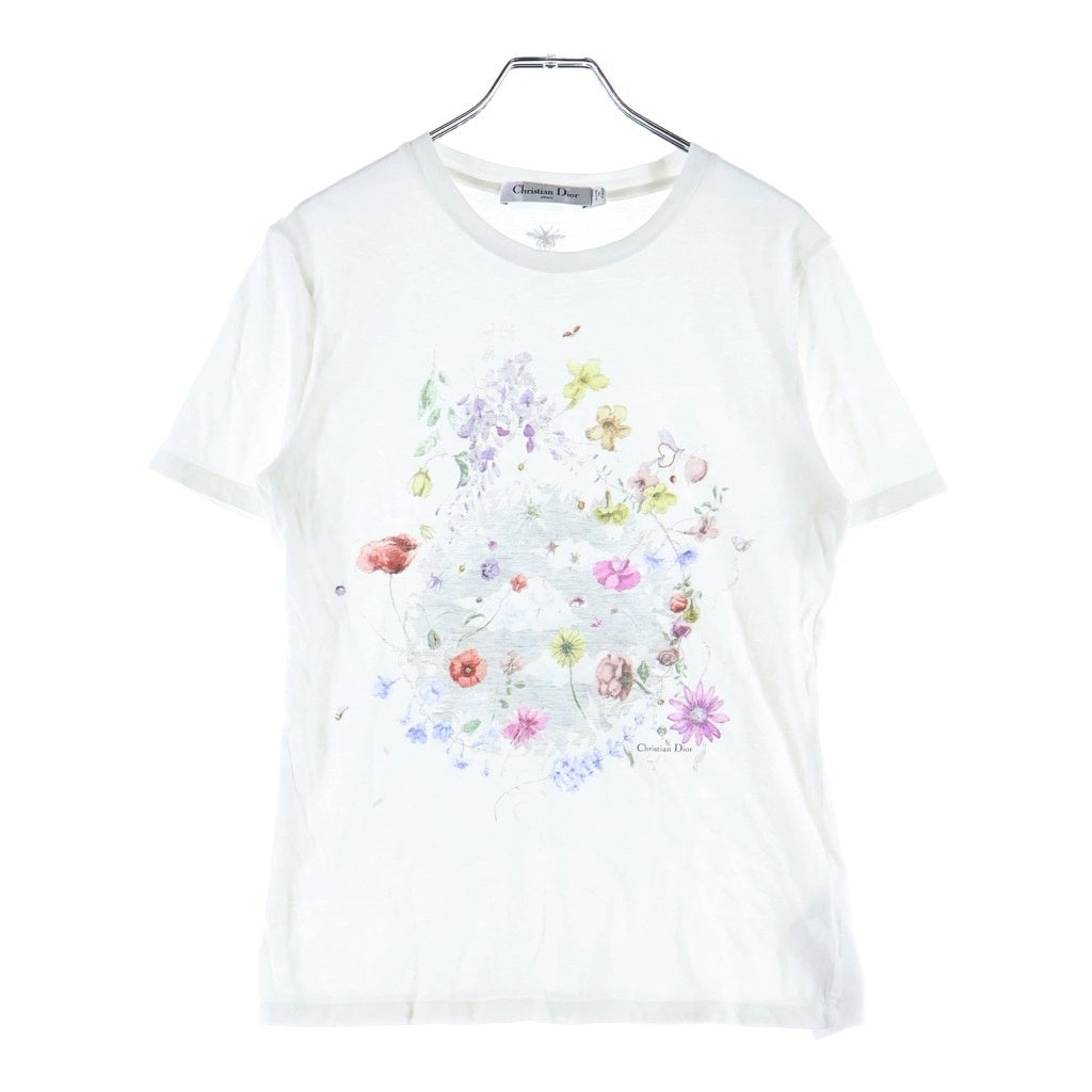 Christian Dior(クリスチャンディオール) フロリレージョ フロントプリント 半袖Tシャツ カットソー ホワイト #XS 353T09A4516 レディース
