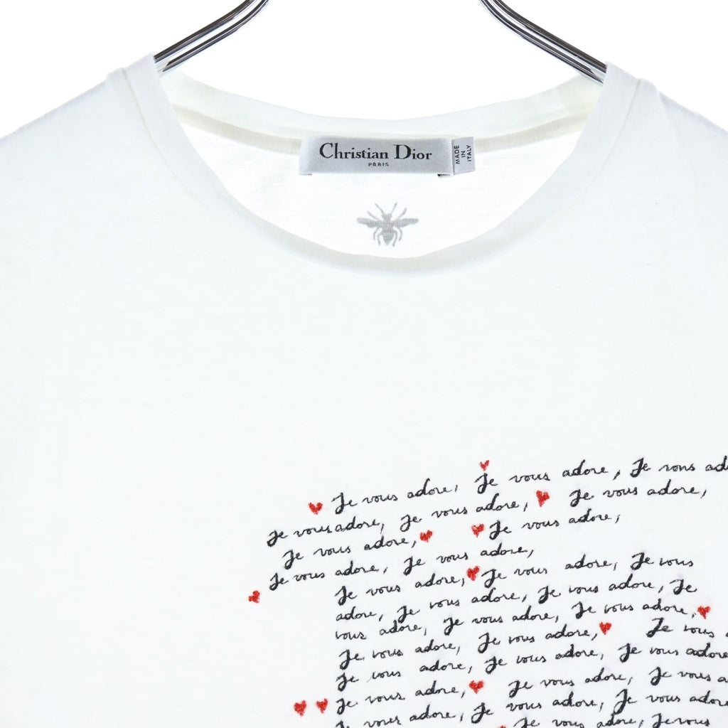 Christian Dior(クリスチャンディオール) ディオールアムール ジュ ヴ ザドール フロントプリント半袖Tシャツ カットソー ホワイト #XS 453T09A4546 レディース