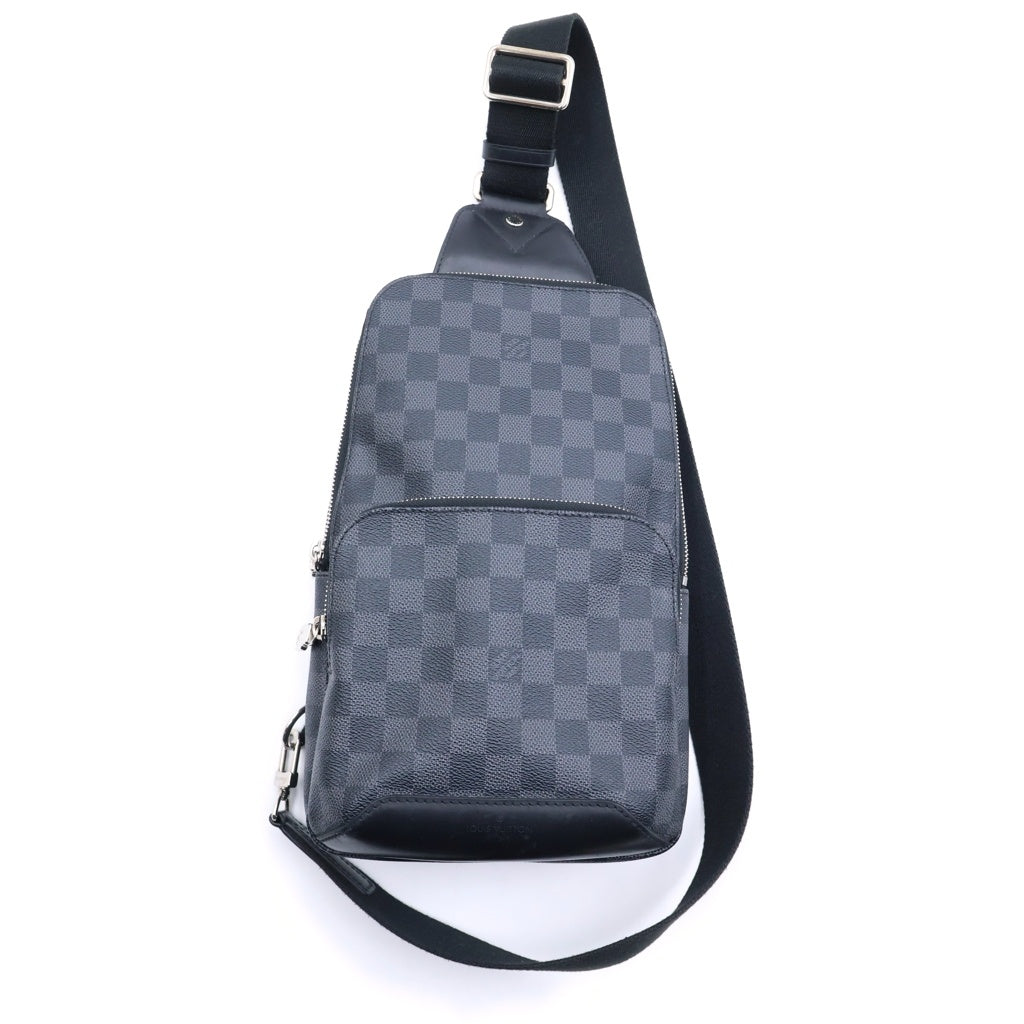 LOUIS VUITTON(ルイヴィトン) ダミエ グラフィット アヴェニュー スリングバッグ ボディバッグ ショルダーバッグ ブラック レザー×PVC N41719 シルバー金具 レディース