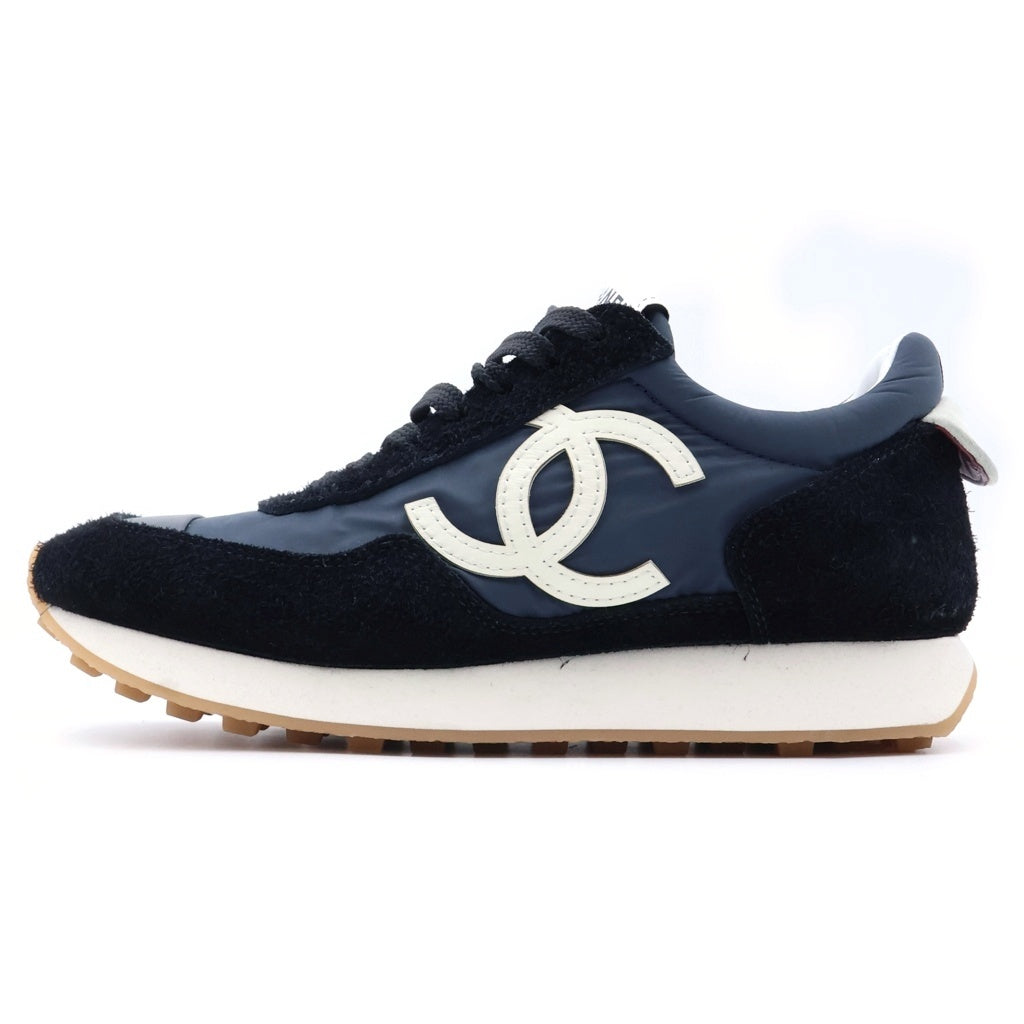 CHANEL(シャネル) ココマーク スエードレザー ナイロン ローカットシューズ スニーカー ネイビー/ブラック レディース G47131
