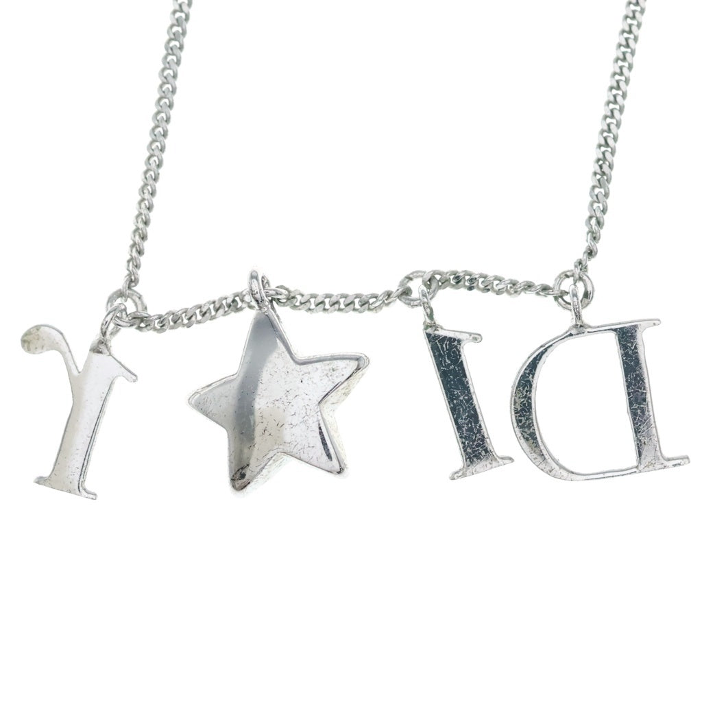 Christian Dior(クリスチャンディオール) ロゴレター スタービジュー ネックレス ペンダント チェーン シルバー レディース