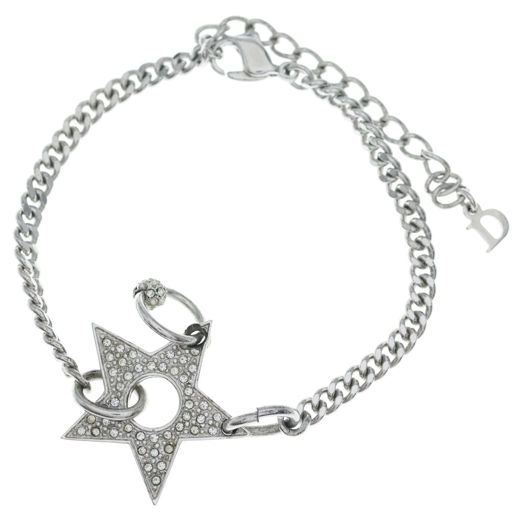 Christian Dior(クリスチャンディオール) スターモチーフ ラインストーンブレスレット シルバー チェーン レディース