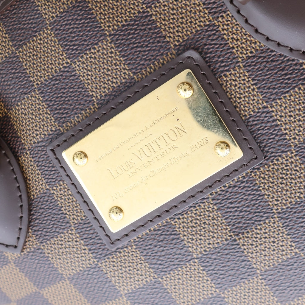 LOUIS VUITTON(ルイヴィトン) ダミエ ハムステッドPM ハンドバッグ トートバッグ ブラウン レザー×PVC N51205 ゴールド金具 レディース