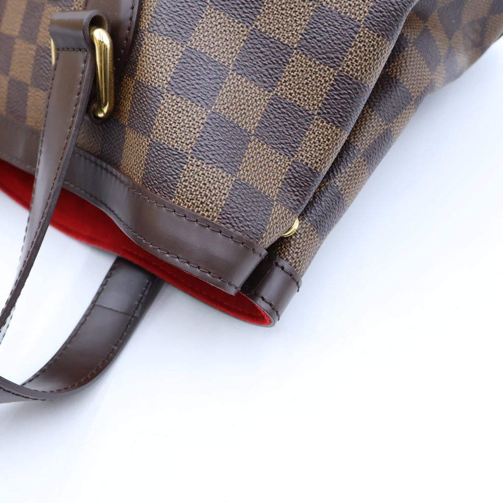 LOUIS VUITTON(ルイヴィトン) ダミエ ハムステッドPM ハンドバッグ トートバッグ ブラウン レザー×PVC N51205 ゴールド金具 レディース