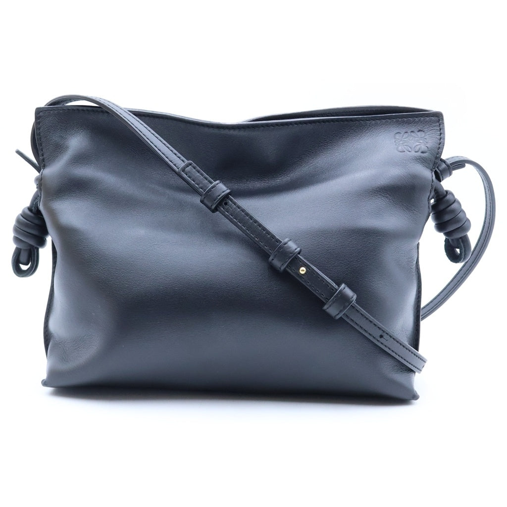 LOEWE(ロエベ) フラメンコ ミニ ショルダーバッグ 巾着バッグ ブラック レザー ゴールド金具 レディース
