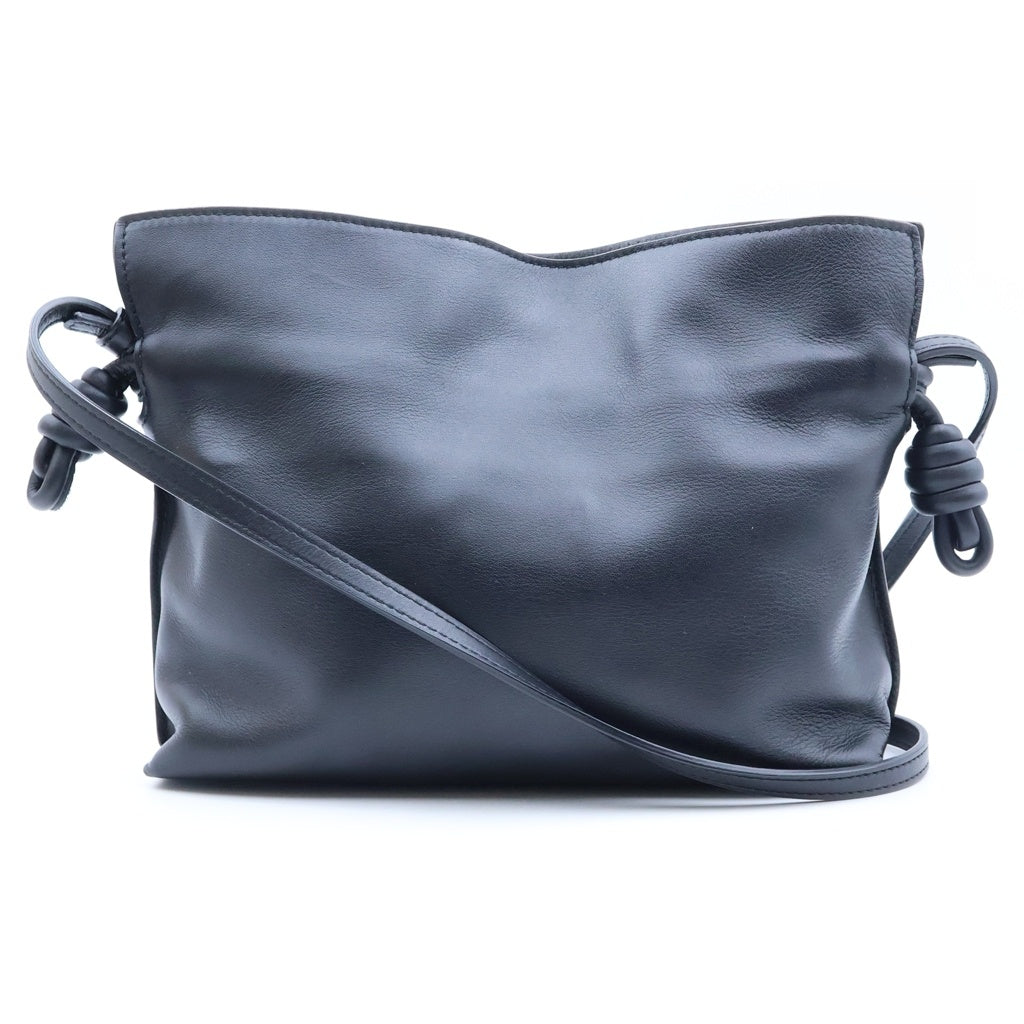 LOEWE(ロエベ) フラメンコ ミニ ショルダーバッグ 巾着バッグ ブラック レザー ゴールド金具 レディース