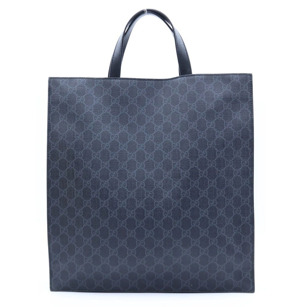 GUCCI(グッチ) GGスプリーム 2WAYトートバッグ ハンドバッグ ショルダーバッグ ブラック レザー×PVC 495559 シルバー金具