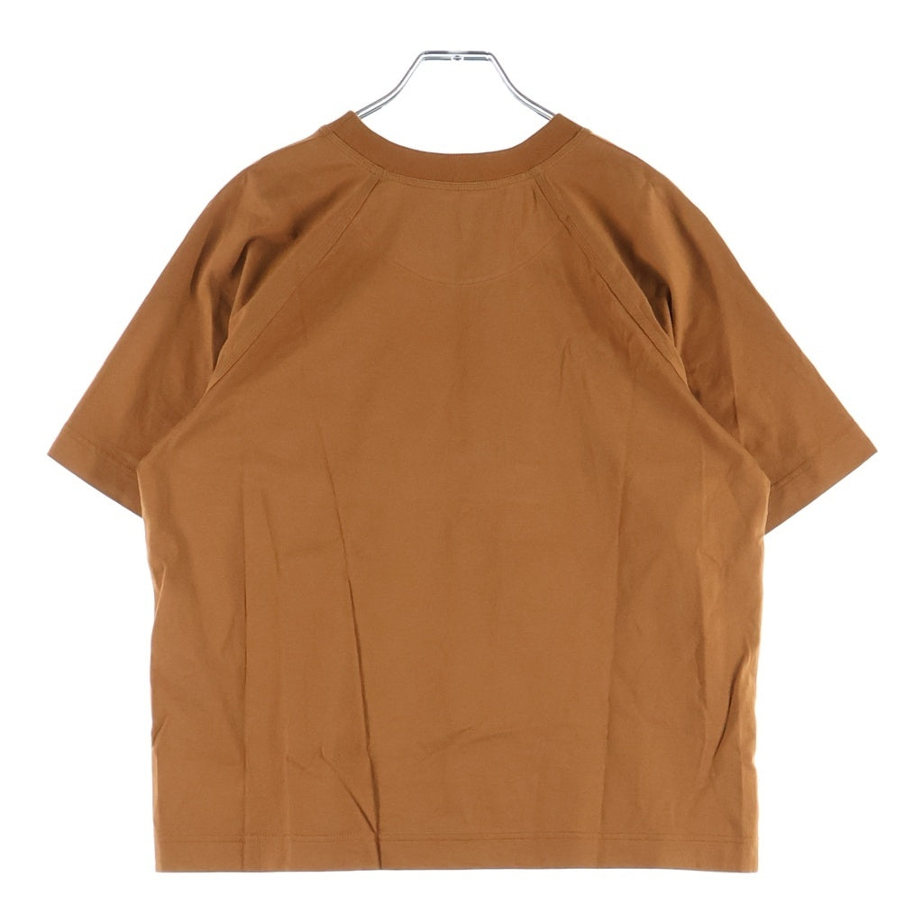 HERMES(エルメス) カルトゥッシュ ロゴプリント 半袖Tシャツ キャメルブラウン コットン レディース