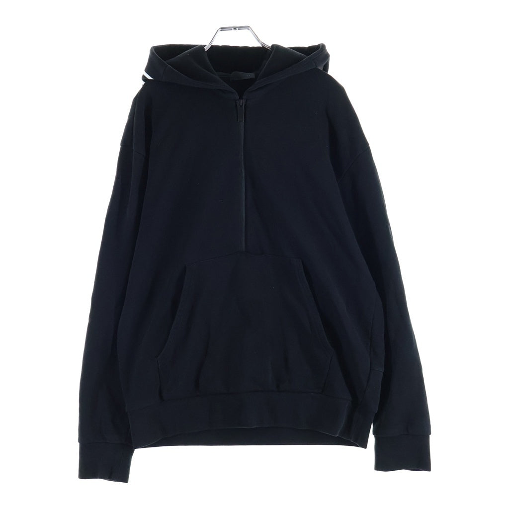 MONCLER(モンクレール) フードロゴプリント ハーフジップ スウェットパーカー フーディー コットン ブラック H10918G00036