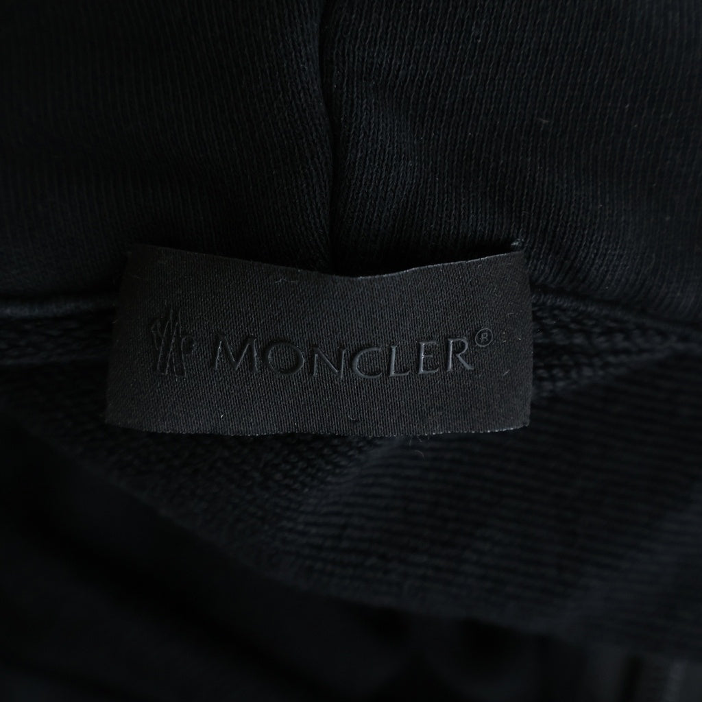 MONCLER(モンクレール) フードロゴプリント ハーフジップ スウェットパーカー フーディー コットン ブラック H10918G00036