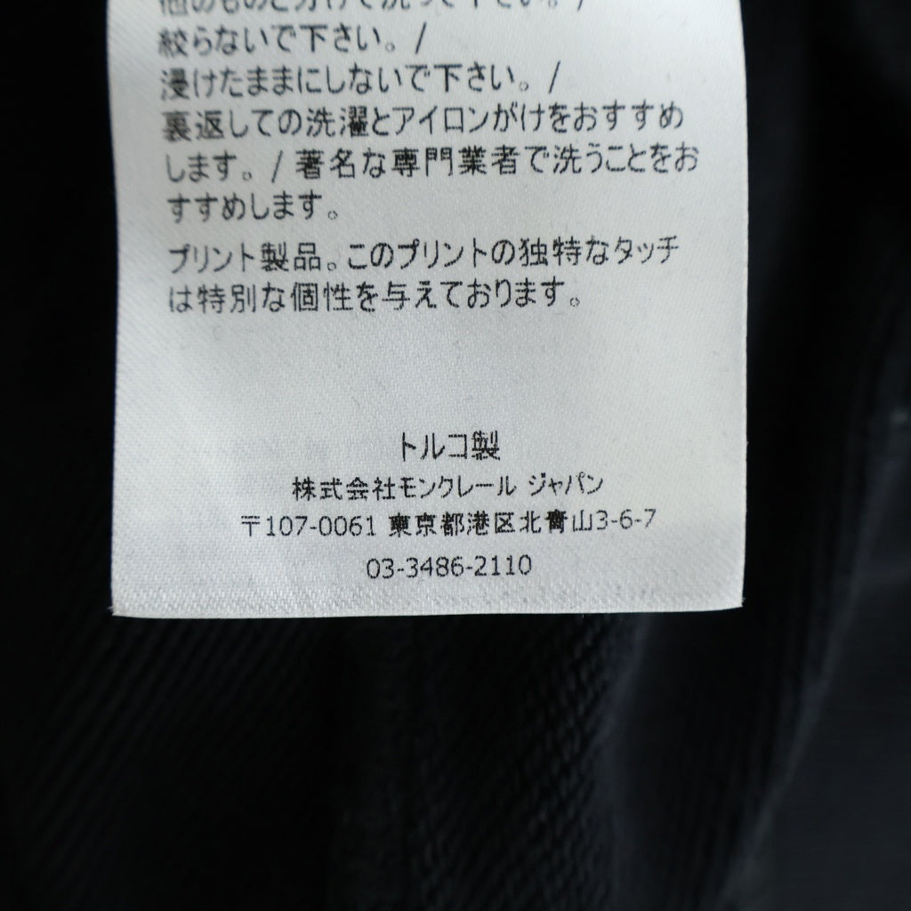 MONCLER(モンクレール) フードロゴプリント ハーフジップ スウェットパーカー フーディー コットン ブラック H10918G00036