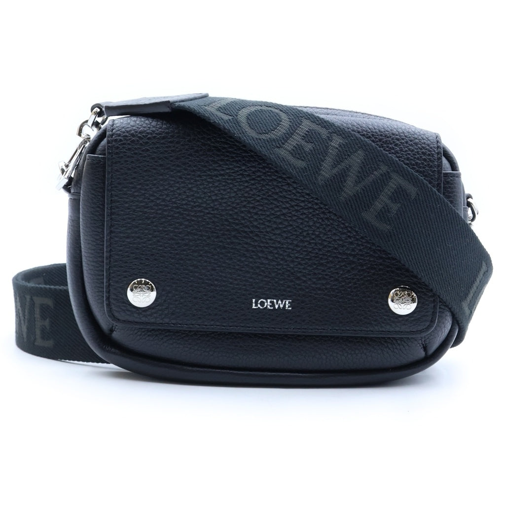 LOEWE(ロエベ) ぺブル アナグラム メッセンジャーバッグ スモール ブラック レザー レディース
