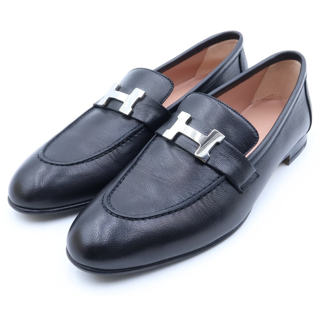 HERMES(エルメス) モカシンパリ ローファー ブラック レザー シルバー金具 靴 レディース