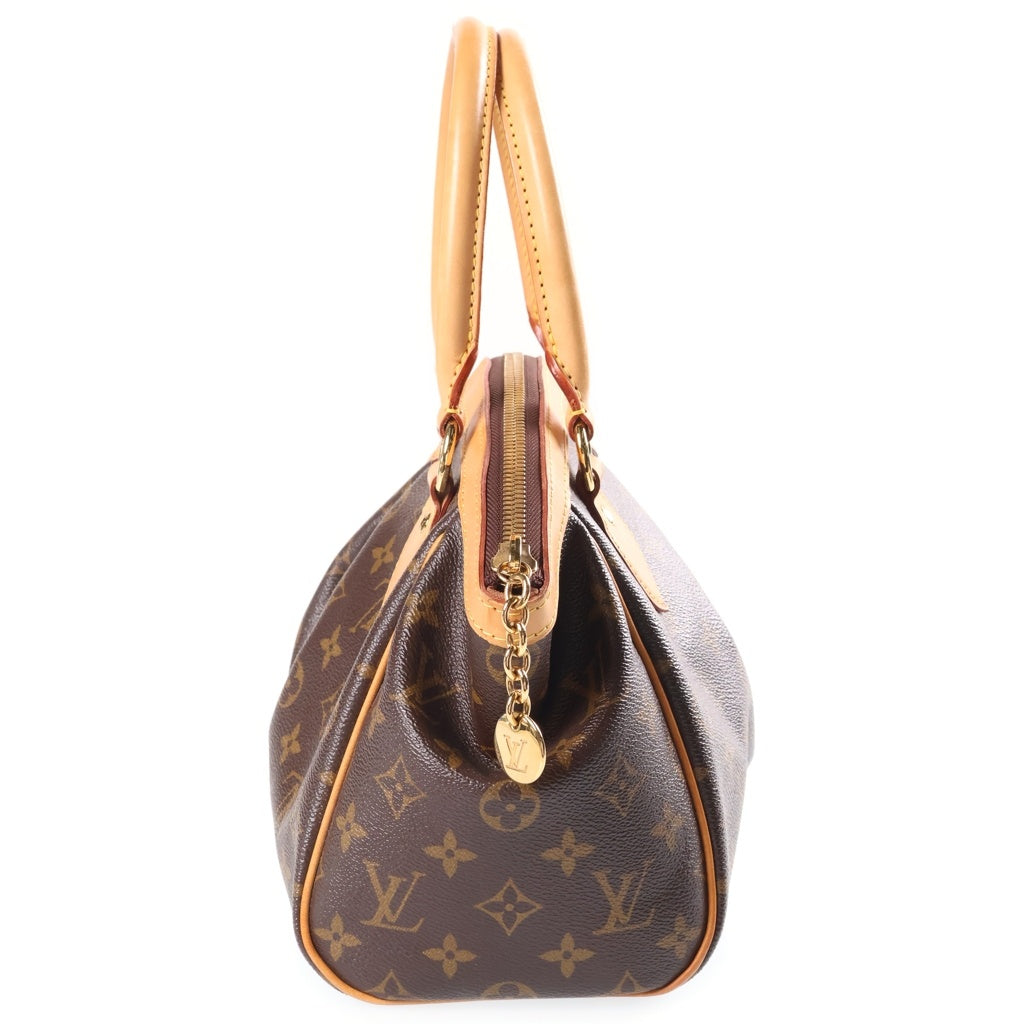 LOUIS VUITTON(ルイヴィトン) モノグラム ティヴォリPM ハンドバッグ ブラウン レザー×PVC M40143 ゴールド金具 レディース