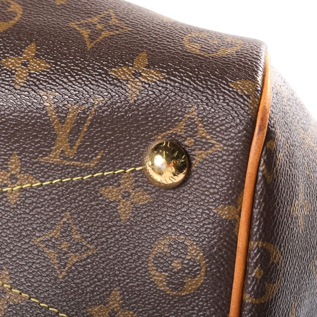 LOUIS VUITTON(ルイヴィトン) モノグラム ティヴォリPM ハンドバッグ ブラウン レザー×PVC M40143 ゴールド金具 レディース