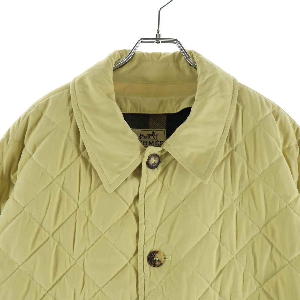HERMES(エルメス) Quilting Coat キルティングコート チェックライナー付き ナイロン ポリエステル フランス製 イエロー