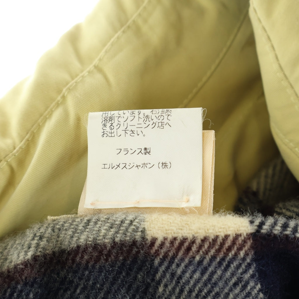 HERMES(エルメス) Quilting Coat キルティングコート チェックライナー付き ナイロン ポリエステル フランス製 イエロー