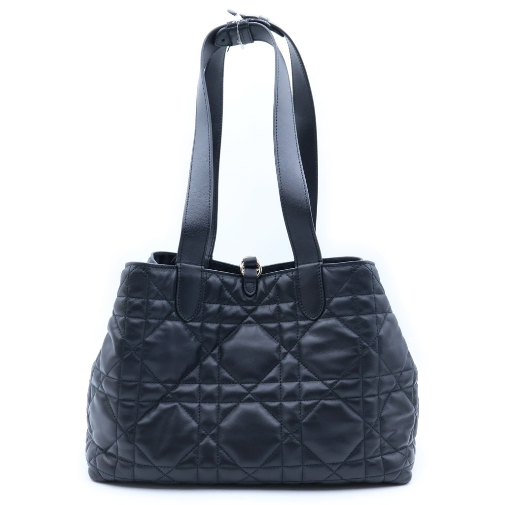 Christian Dior(クリスチャンディオール) トゥジュール カナージュ ハンドバッグ トートバッグ ブラック レザー ゴールド金具 レディース