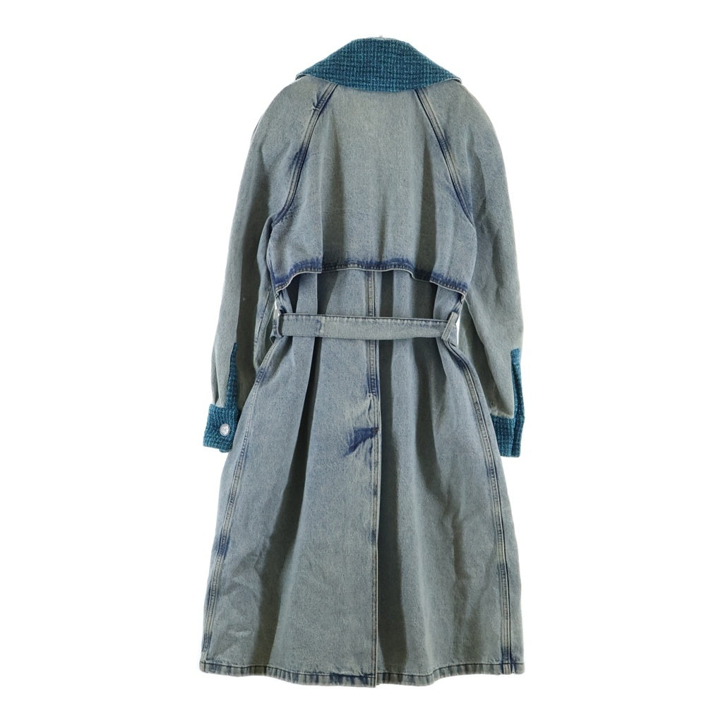 CHANEL(シャネル) 22SS Denim Tweed Trench Coat ツイード切り替え デニムトレンチコート インディゴ P72344V63954 レディース