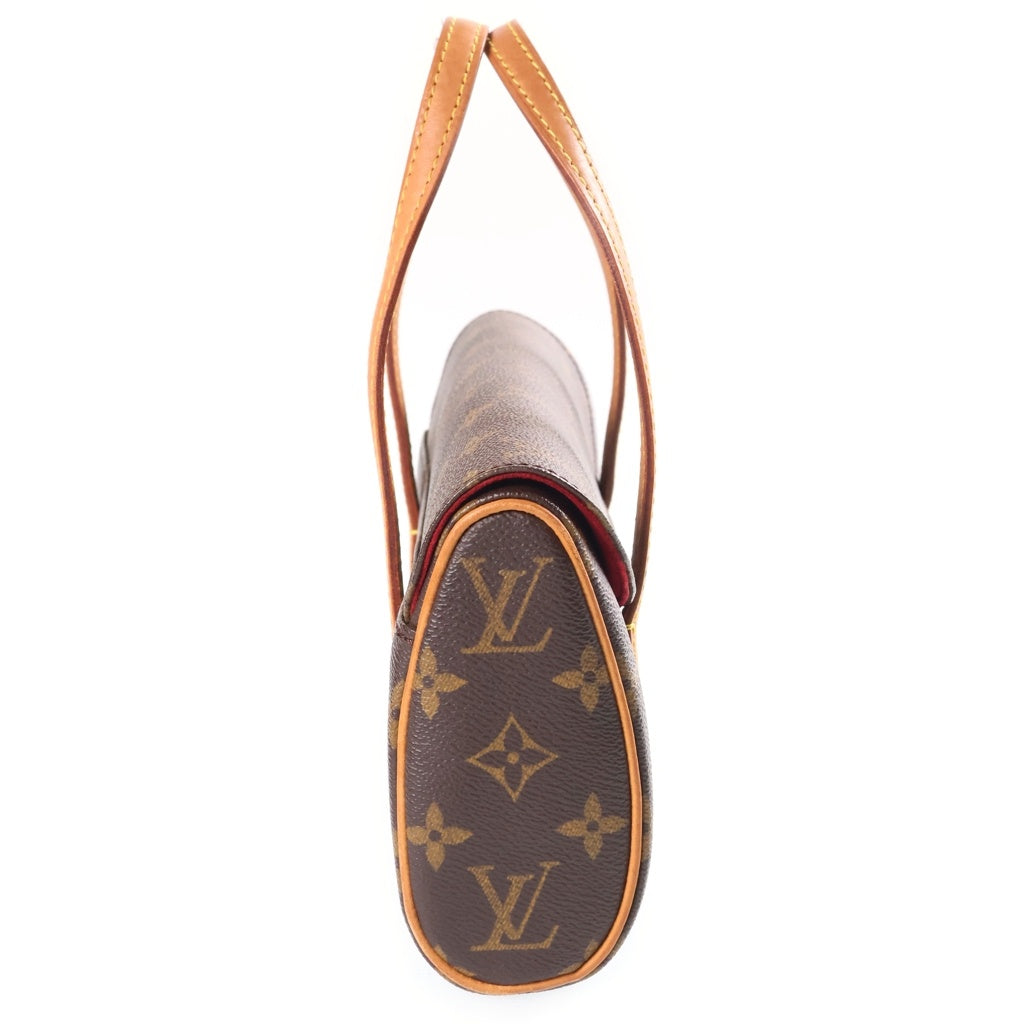 LOUIS VUITTON(ルイヴィトン) モノグラム ソナチネ ハンドバッグ ブラウン レザー×PVC M51902 ゴールド金具 レディース