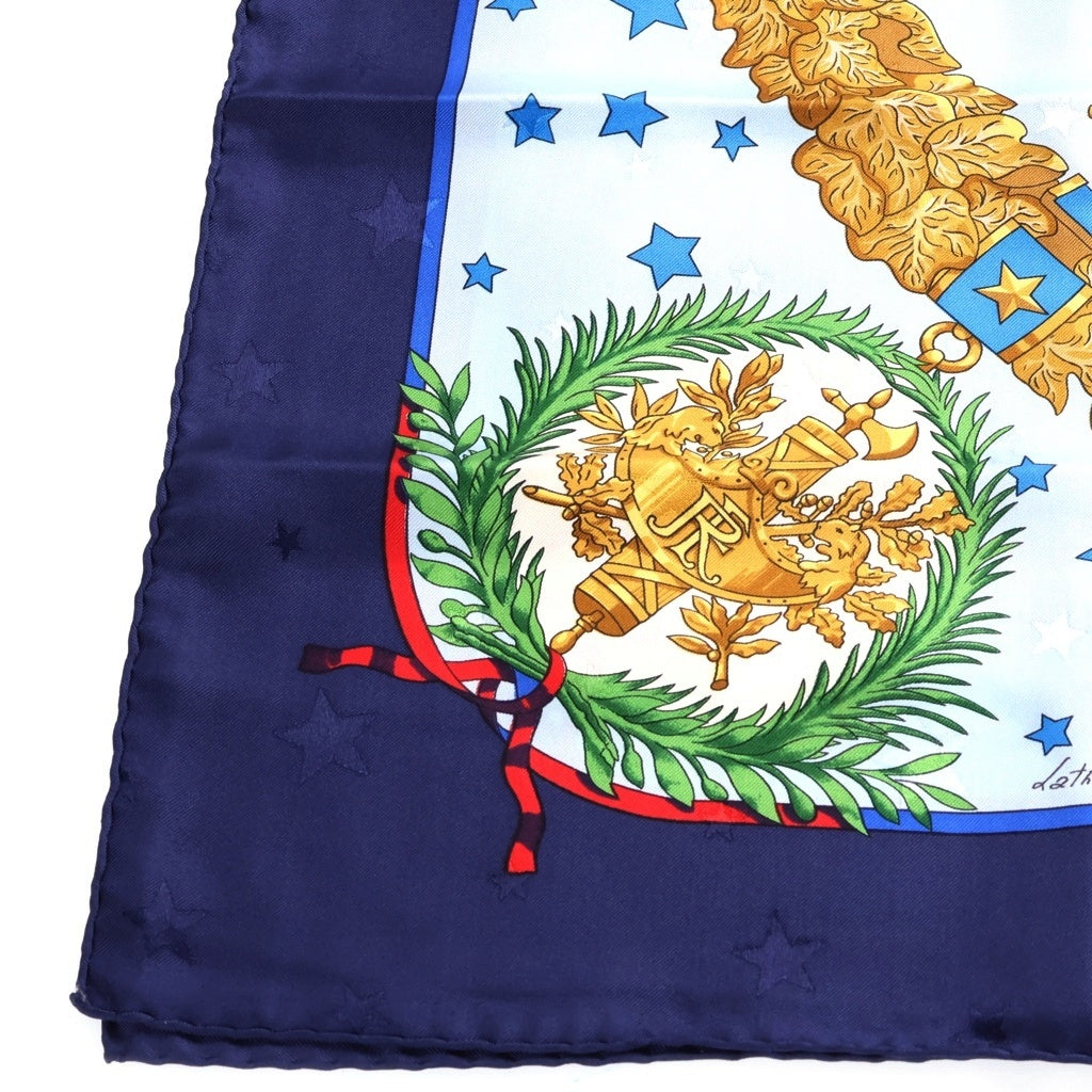 HERMES(エルメス) カレ90 シルクスカーフ Emblemes de L'Europe ブルー レディース