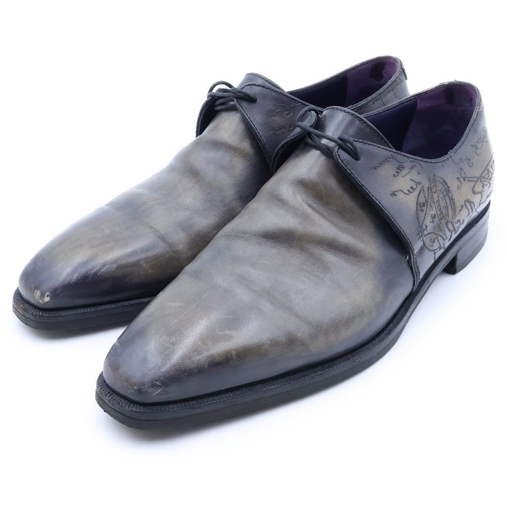 Berluti(ベルルッティ) アレッサンドロ デムジュール 1アイレット オックスフォード レザーシューズ 革靴 カリグラフィ パティーヌ グレー 0124