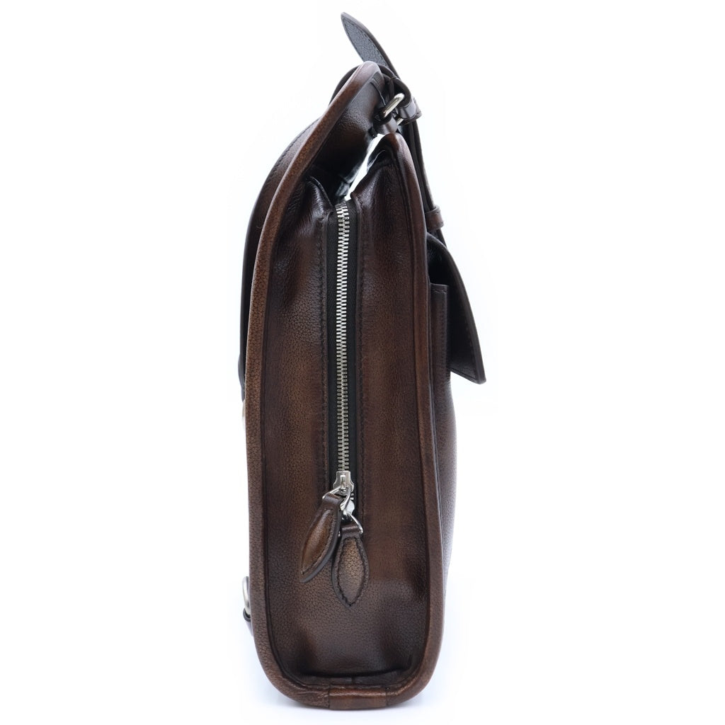 Berluti(ベルルッティ) ペリープル スリングバッグ ショルダーバッグ ボディバッグ ブラウン シルバー金具