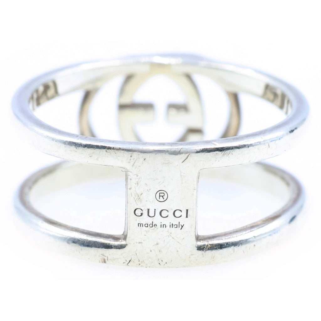 GUCCI(グッチ) インターロッキング ワイドオープンバンド リング シルバー #18