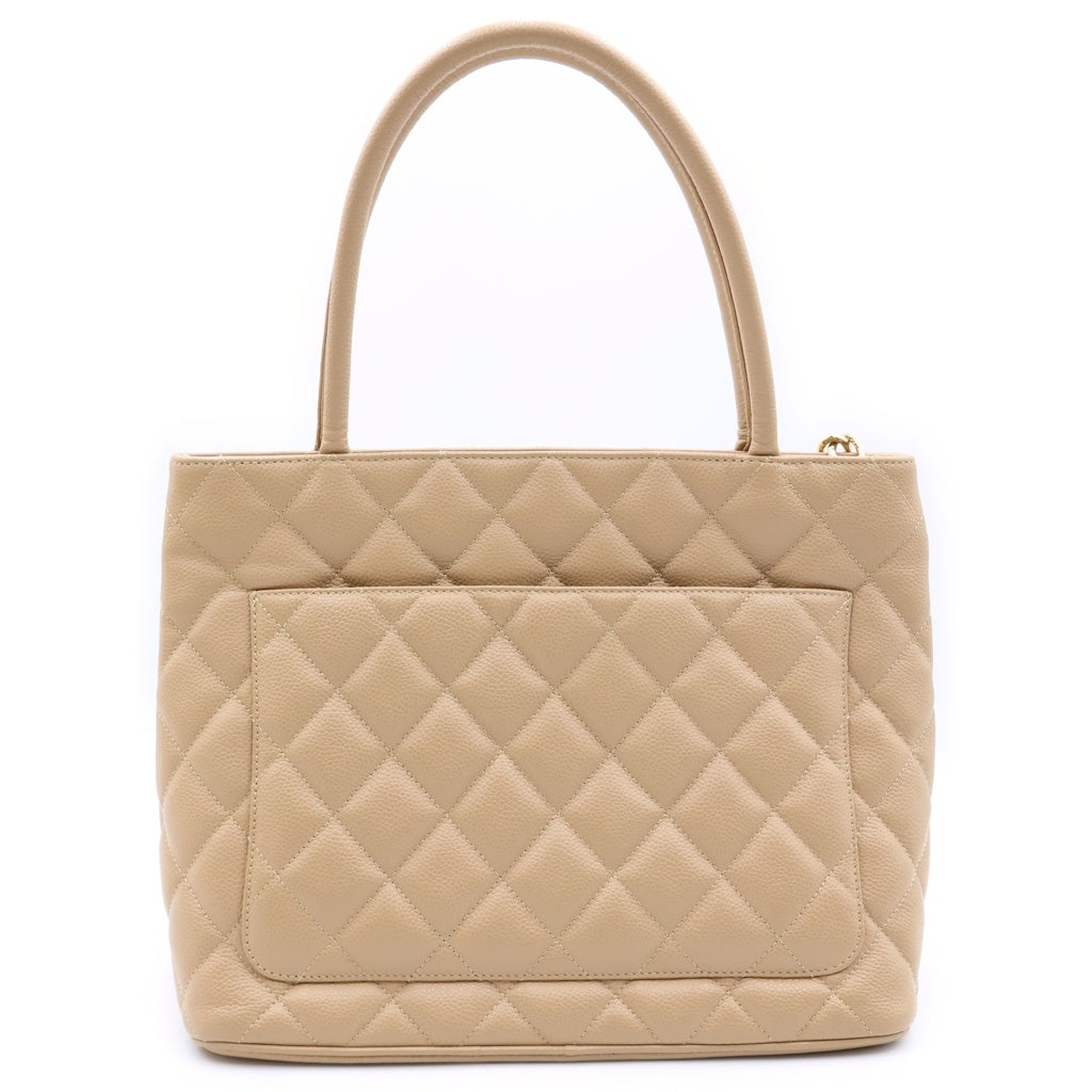 CHANEL(シャネル) 復刻トート ハンドバッグ トートバッグ ベージュ キャビアスキン 8番台 ゴールド金具 レディース