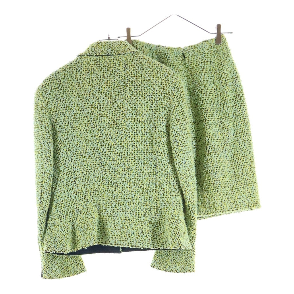 CHANEL(シャネル) 94AW VINTAGE Tweed Setup 4ポケット ツイードジャケット スカート セットアップ ウール ココマークボタン グリーン PO4108 レディース