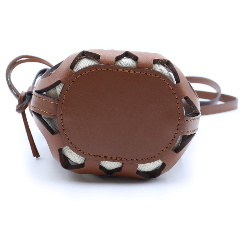 LOEWE(ロエベ) アナグラム カットアウトポケット ショルダーバッグ ミニバッグ ブラウン×アイボリー レディース
