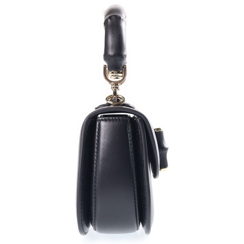 GUCCI(グッチ) バンブー 1947 ミニ 2WAY ハンドバッグ ショルダーバッグ ブラック レザー 827738 ゴールド金具 レディース