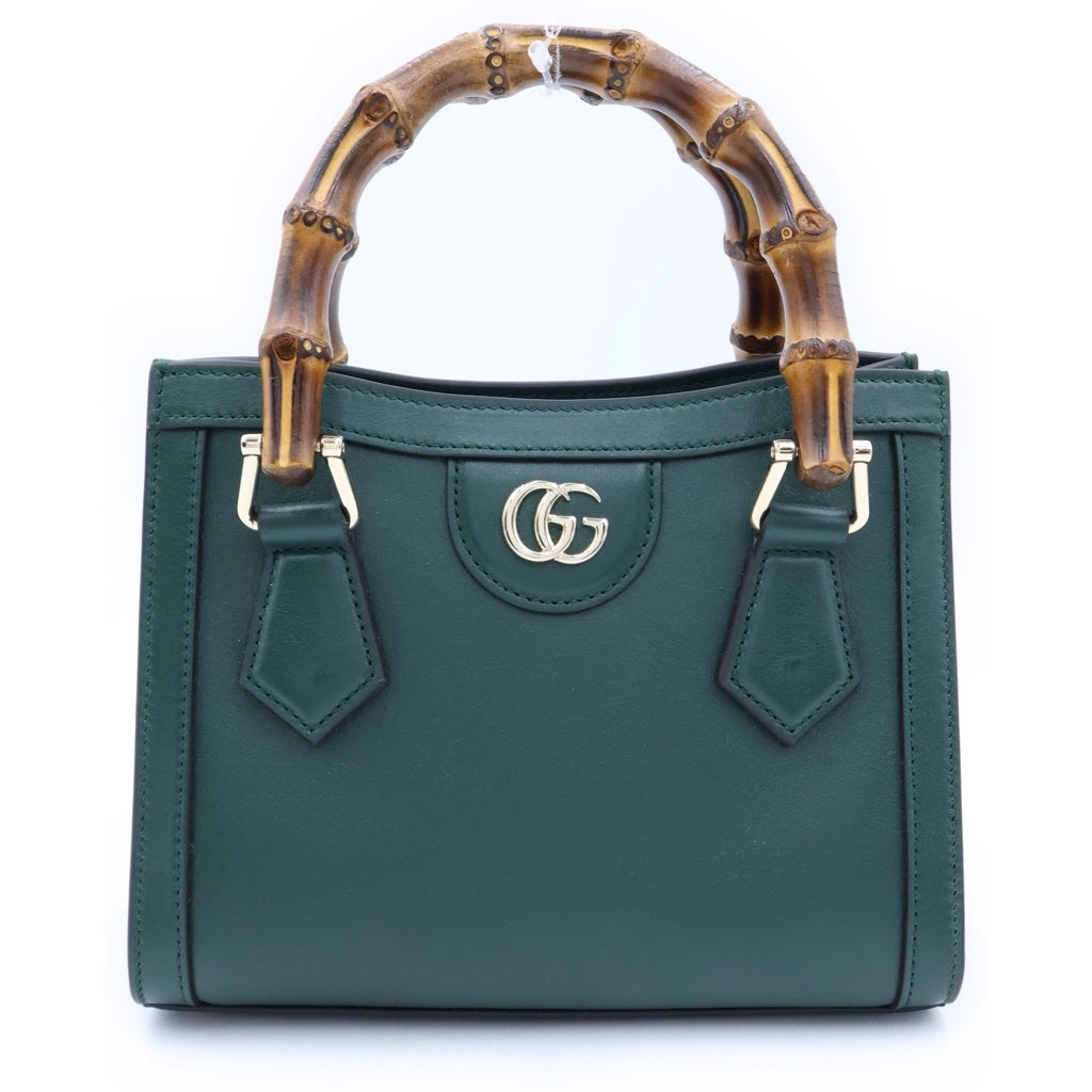 GUCCI(グッチ) ダイアナ 2WAYショルダーバッグ ハンドバッグ グリーン レザー 702732 ゴールド金具 レディース