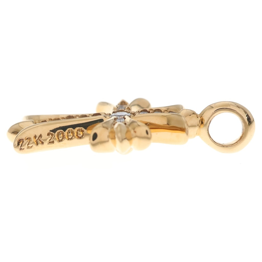 CHROME HEARTS(クロムハーツ) タイニー クロスファット ペンダント トップ チャーム K22 ダイヤモンド パヴェ ゴールド 9g