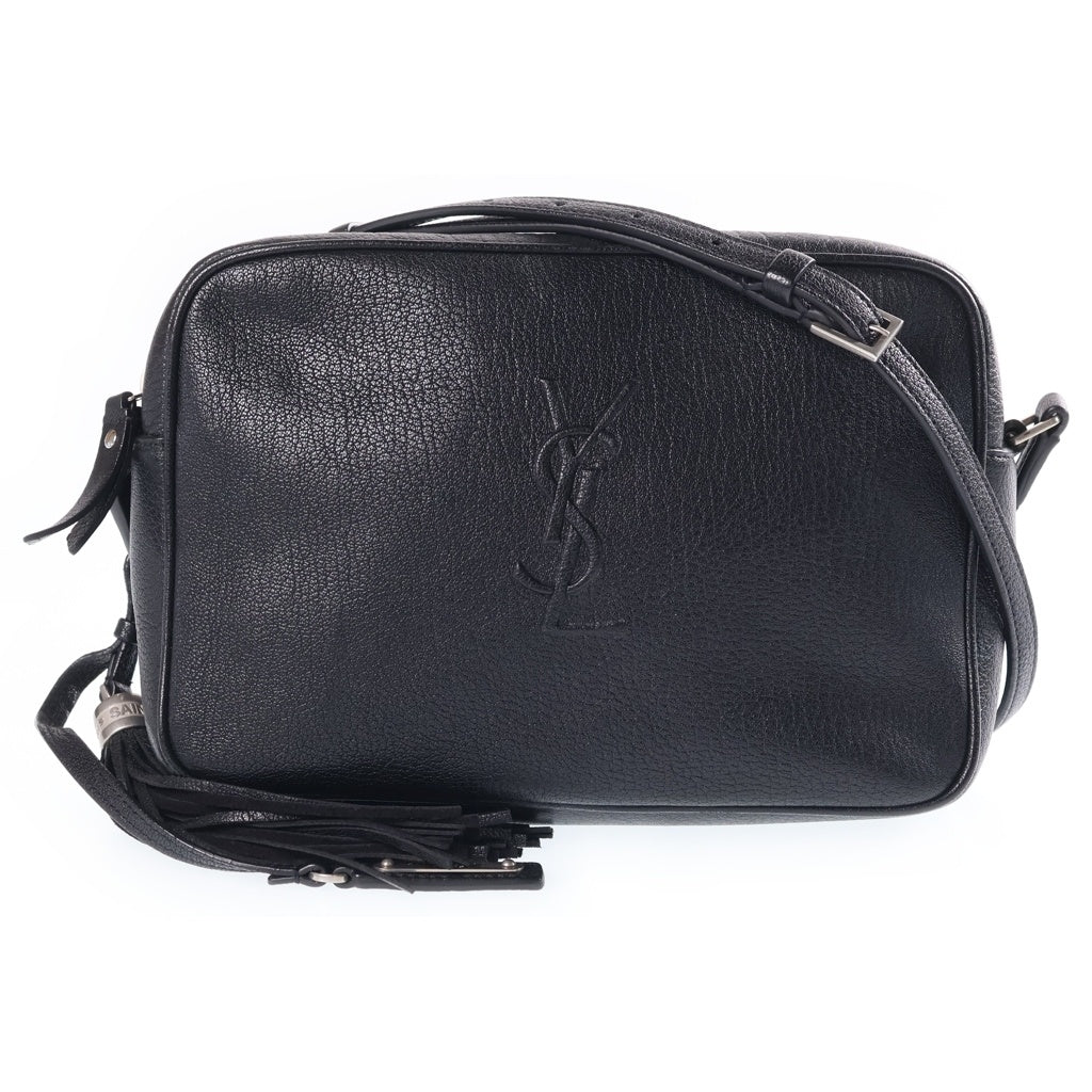 SAINT LAURENT PARIS(サンローランパリ) フリンジ レザーショルダーバッグ ブラック 470299 シルバー金具 レディース