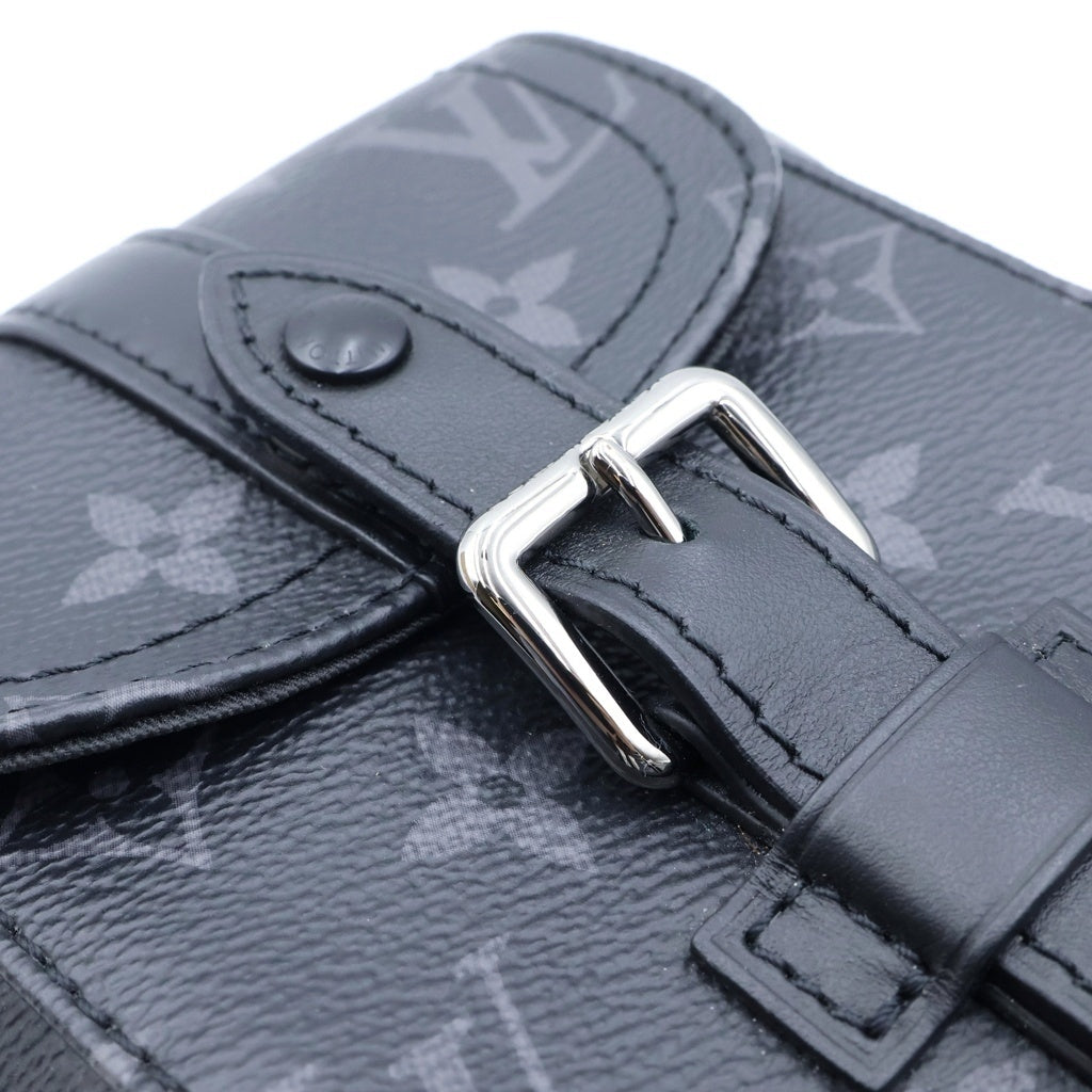 LOUIS VUITTON(ルイヴィトン) モノグラム エクリプス ナノクリストファー ショルダーバッグ ブラック レザー×PVC M82769 シルバー金具 レディース