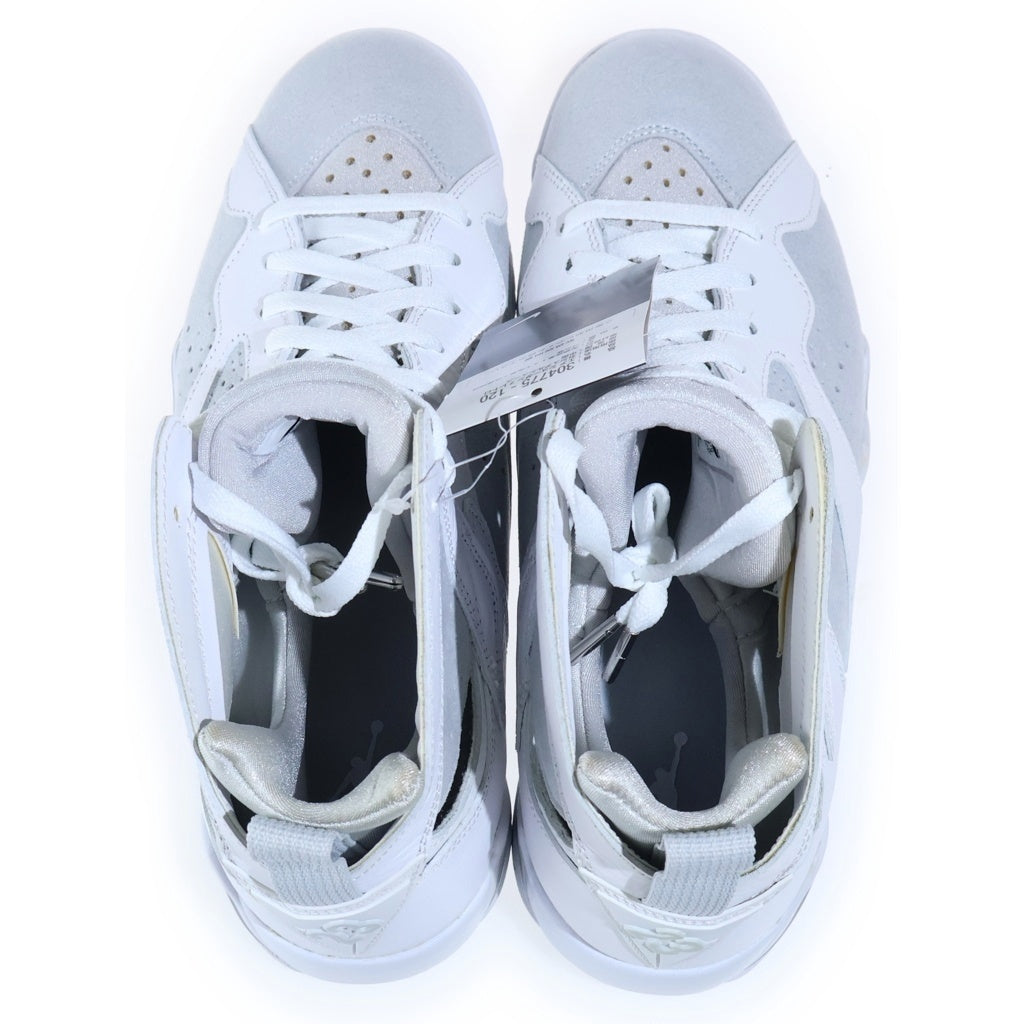NIKE(ナイキ) エア ジョーダン 7 レトロ ピュアプラチナ ハイカットスニーカー ホワイト×グレー レザー×スエード #27.5 304775-120