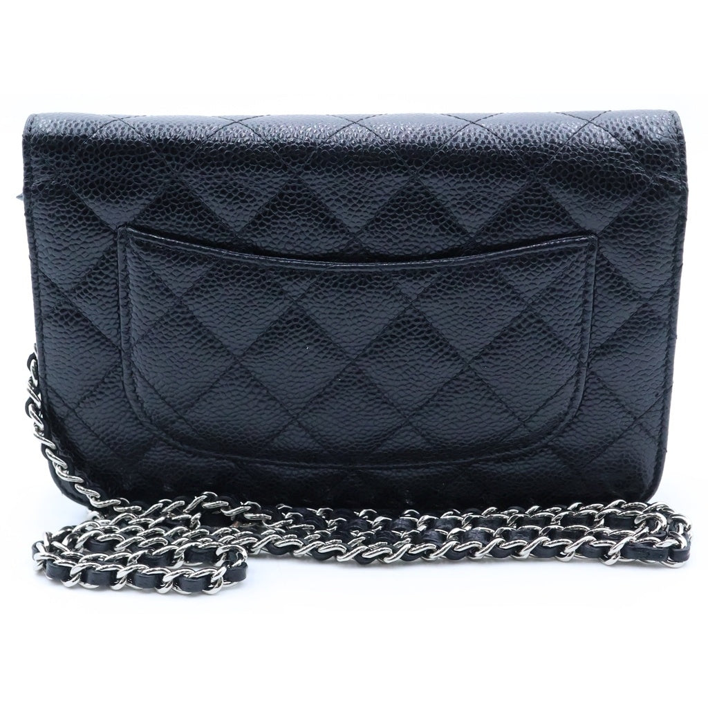 CHANEL(シャネル) マトラッセチェーンショルダーウォレット ショルダーバッグ ブラック キャビアスキン 27番台 AP0250 シルバー金具 レディース