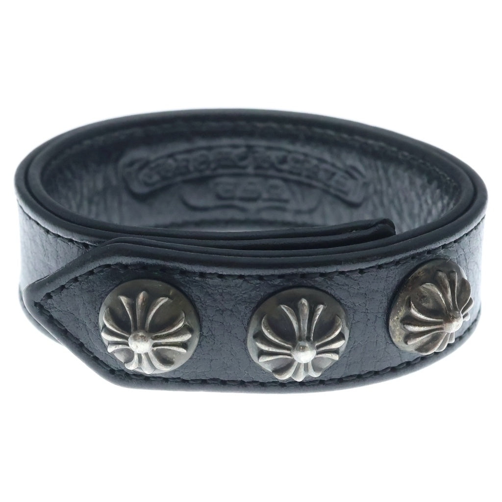 CHROME HEARTS(クロムハーツ) 3BTN 2SNP BSフレアボール 3ボタン2スナップ レザーブレスレット ブラック/シルバー
