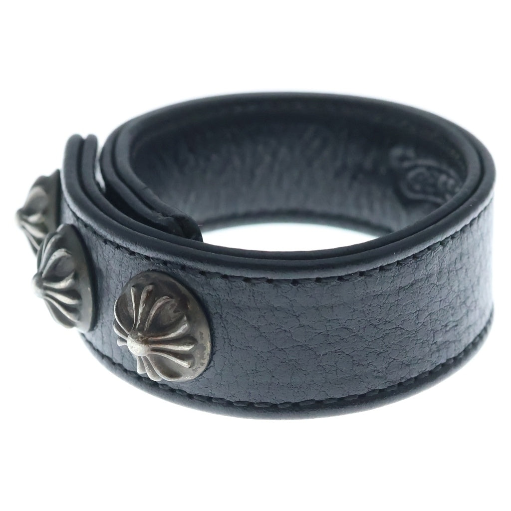 CHROME HEARTS(クロムハーツ) 3BTN 2SNP BSフレアボール 3ボタン2スナップ レザーブレスレット ブラック/シルバー
