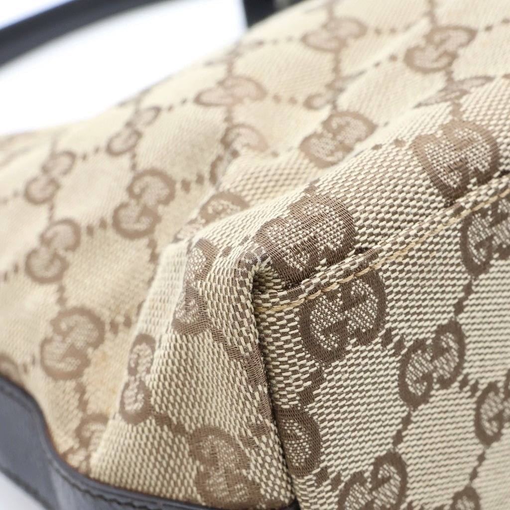 GUCCI(グッチ) GGキャンバス ワンショルダーバック ベージュ レザー×キャンバス 000.0602 シルバー金具 レディース